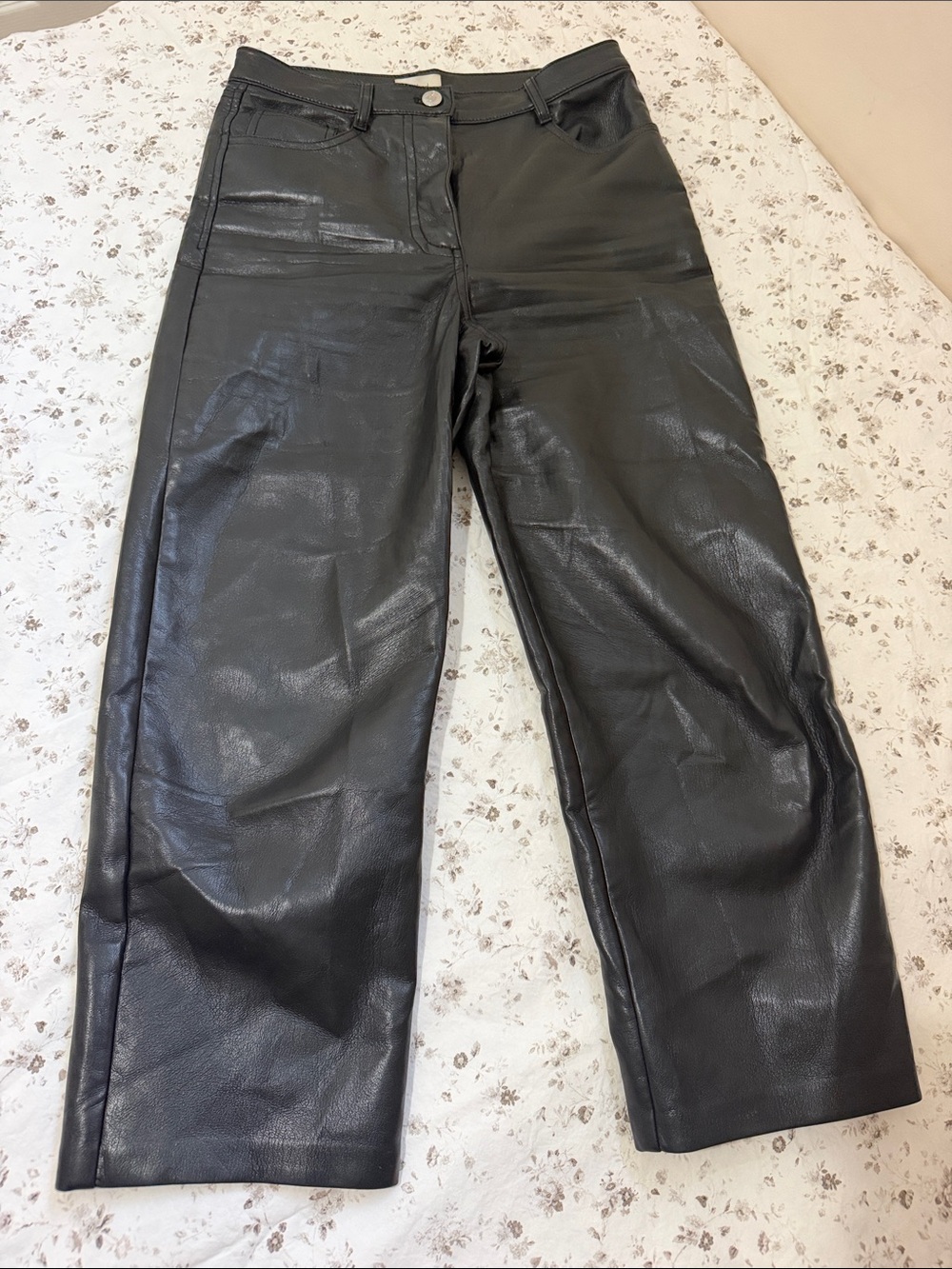 Wilfred Black Faux Leather Wide-Leg Jeans